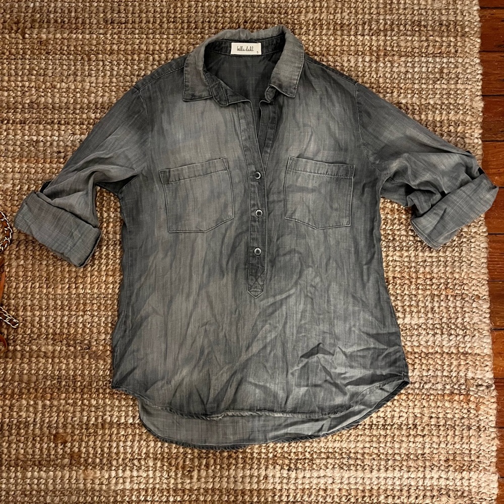 bella dahl grey pullover pocket shirt